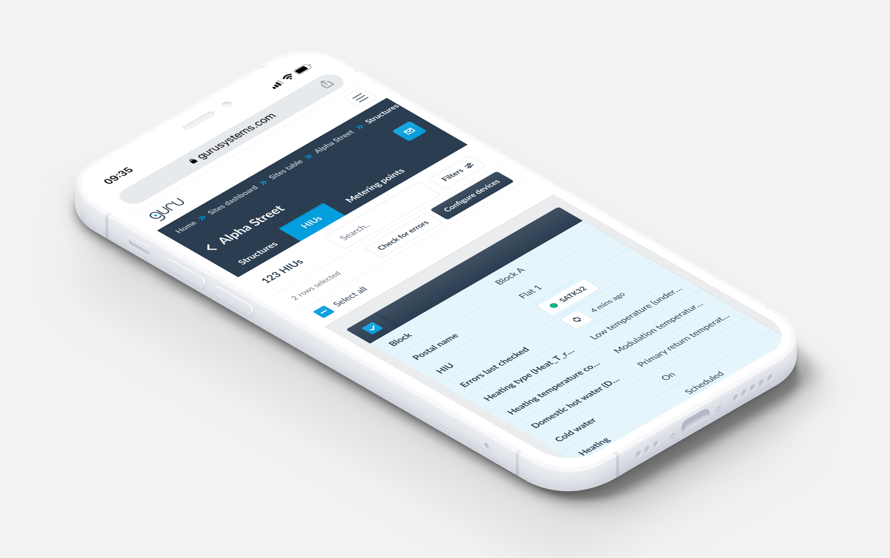 Mobile data table UI - light mode