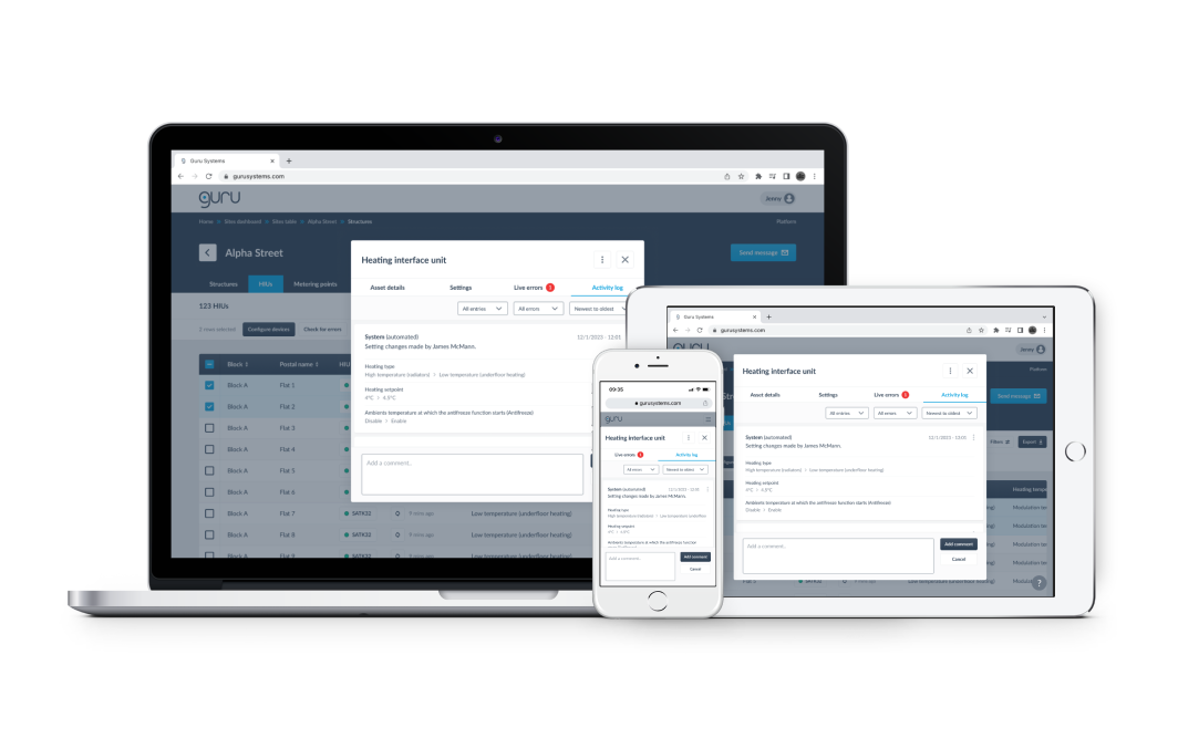 Popup modal with activity log