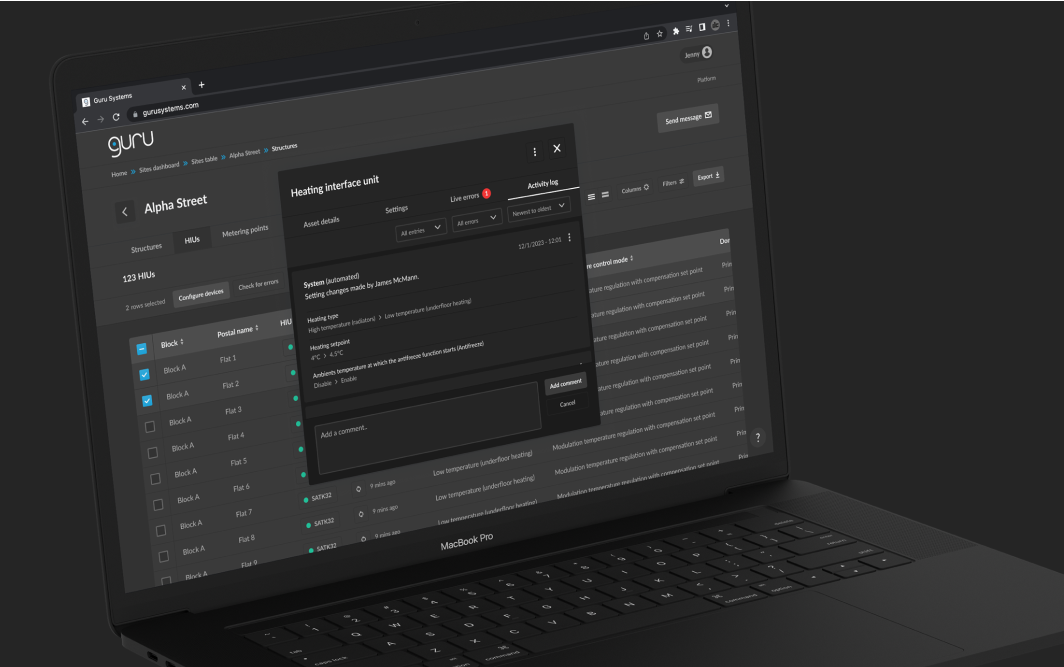 Popup modal with activity log