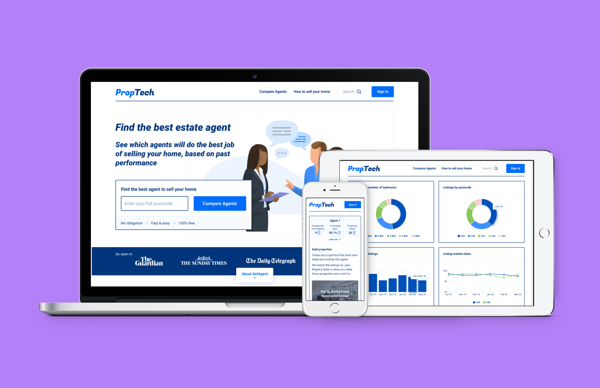 Proptech startup B2C SaaS website